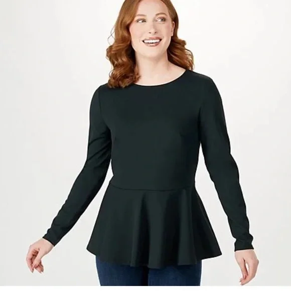 GIRL WITH CURVES Knit Crepe Peplum Top A551711 - Picture 1 of 3